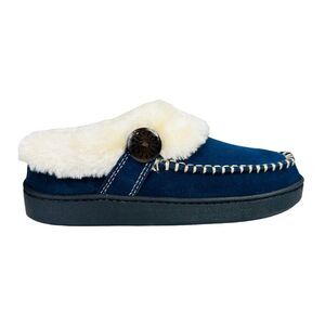Earth Origins Run About Raine Faux Fur Lined Suede Slippers - Navy - Size 5